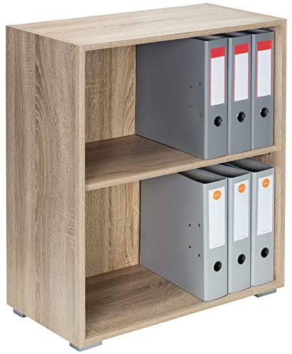 Deuba Bücherregal Vela 2 Fächer 77 x 60 x 31 cm Holz Modern Ordner Bücher Standregal Wohnzimmer Kinderzimmer Büro Eiche