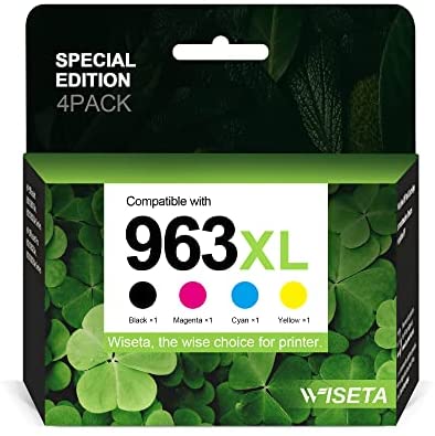WISETA 963XL Wiederaufbereitet Druckerpatronen Kompatibel für HP 963XL Multipack 963 für OfficeJet Pro 9010 9012 9020 9014 9015 9016 9018 9019 9022 9025 (Schwarz, Cyan, Magenta, Gelb, 4er-Pack)