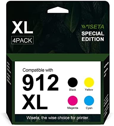 WISETA 912xl Multipack Wiederaufbereitet Druckerpatronen kompatibel für HP 912XL 912 XL für OfficeJet Pro 8022 8024 8025 8022e 8025e für OfficeJet 8012 8014 8015 8024 8012e 8014e 8015e 8024e(4er-Pack)