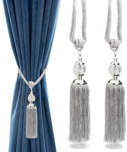 Vorhang Raffhalter Quasten Vorhang Raffhalter Vorhang Holdbacks Perlen Ball Seil Vorhang Krawatten Vorhänge für Wohnzimmer Büroeinrichtung (grau)