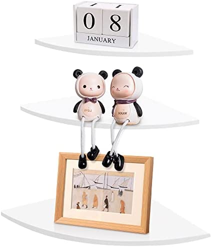 LQKYWNA Schwebendes Regal-kit, Eckwandregal Hängend, 3 Etagen Eckregal Schwimmende Wandregale Corner Schwimmregal Schweberegal Ecke für Schlafzimmer Wohnzimmer Wohnmöbel Büroeinrichtung