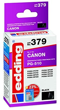 edding Druckerpatrone EDD-379 – Einzelpatrone – Schwarz – 9 ml – Reichweite 330 Seiten – Ersetzt Canon PG-510